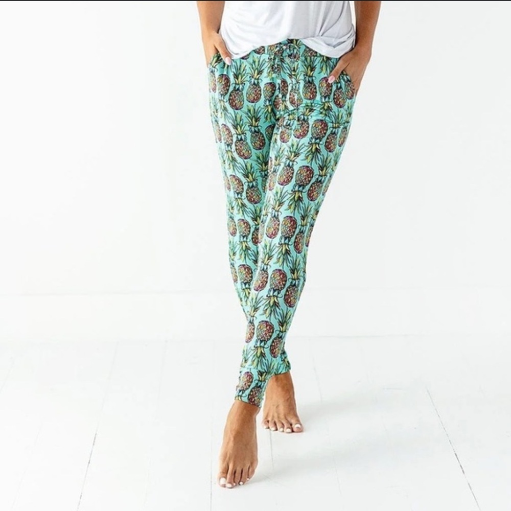 Little Bum Bums Bamboo Pineapple Feelin Pine Women Leggings S Small New NWT
